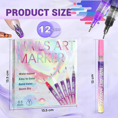 Nail Art Pens Set 12 Colors
