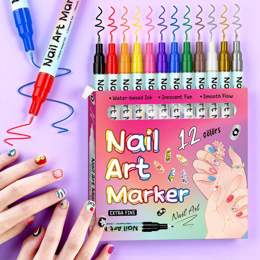 Nail Art Pens – 12 Colors Set