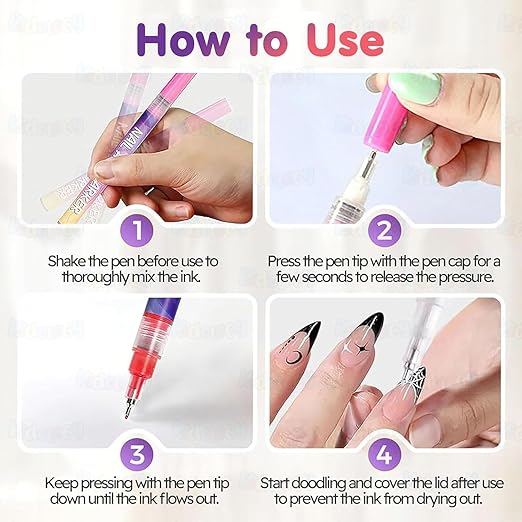 Nail Art Pens Set 12 Colors