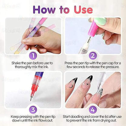 Nail Art Pens Set 12 Colors