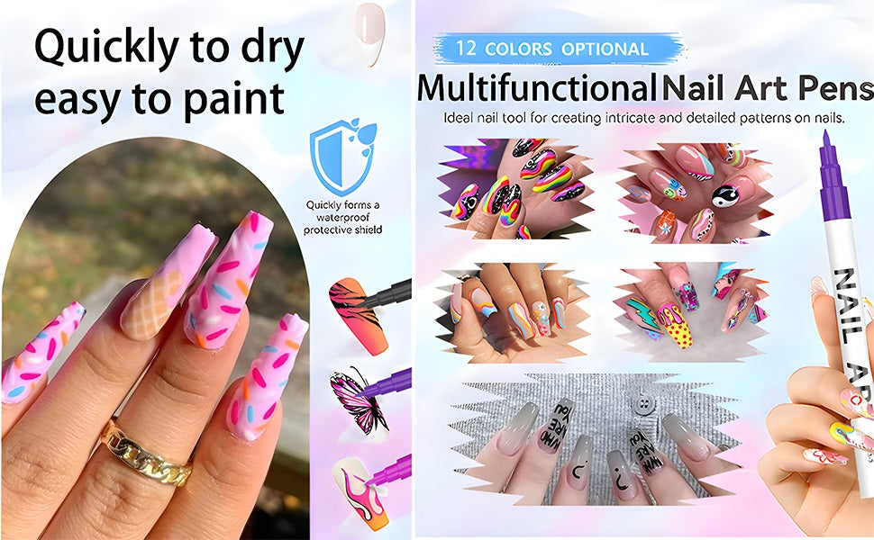 Nail Art Pens Set 12 Colors